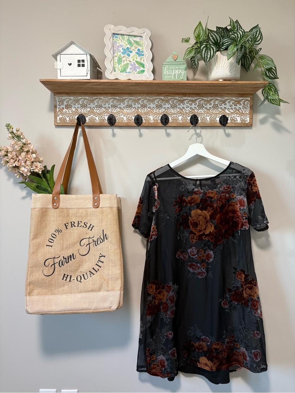Black Floral Sheer Dress